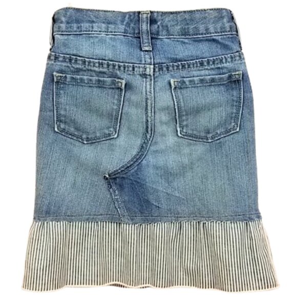 OLD NAVY Refashioned Upcycled Denim Blue Jean Skirt Girl's Size 7 - Picture 5 of 7